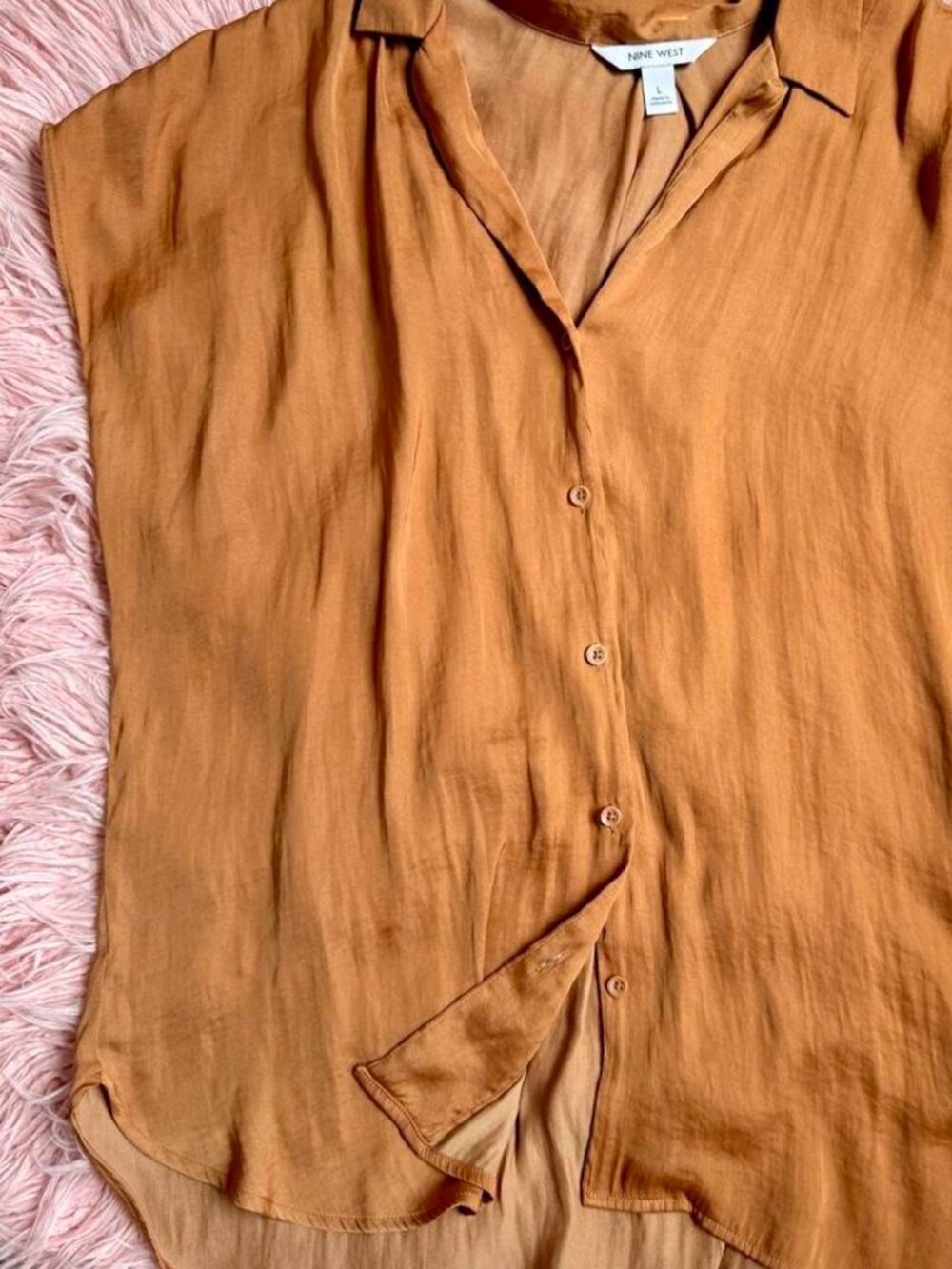 Nine West Women's Orange and Tan Blouse